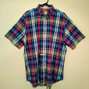 Peter Millar Madras Plaid S/S Button Down Shirt L